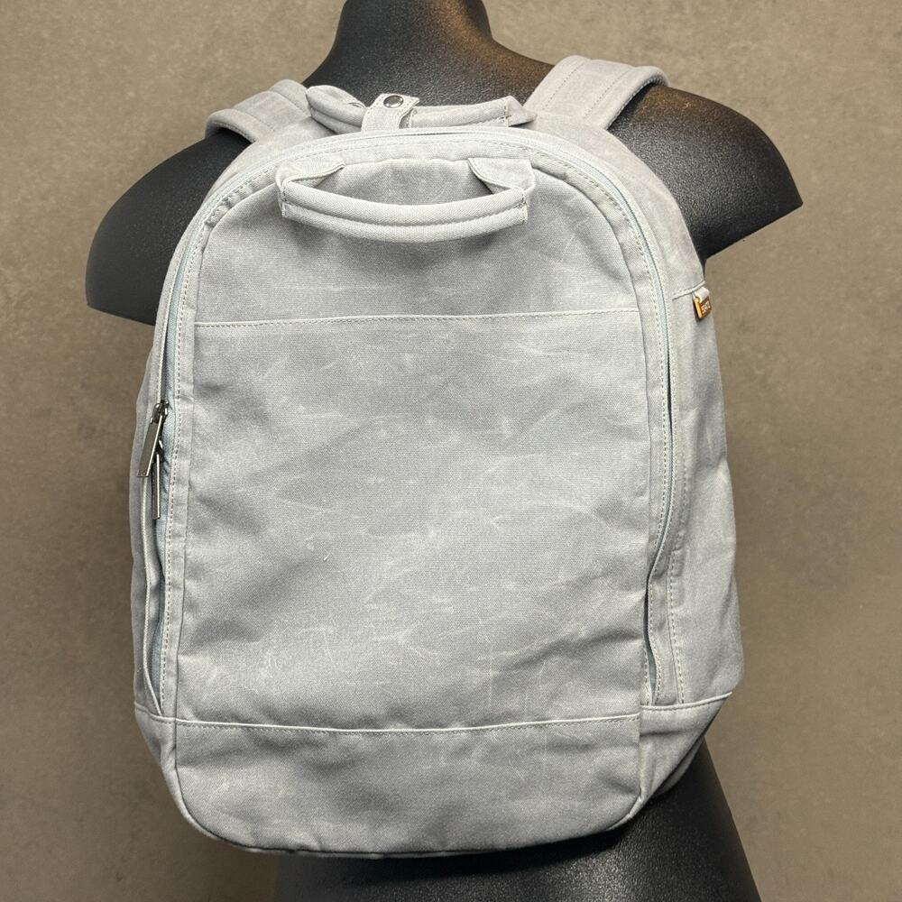 Day Owl Waxed Canvas Backpack Dawn Grey Recycled Laptop Bag Minimalist